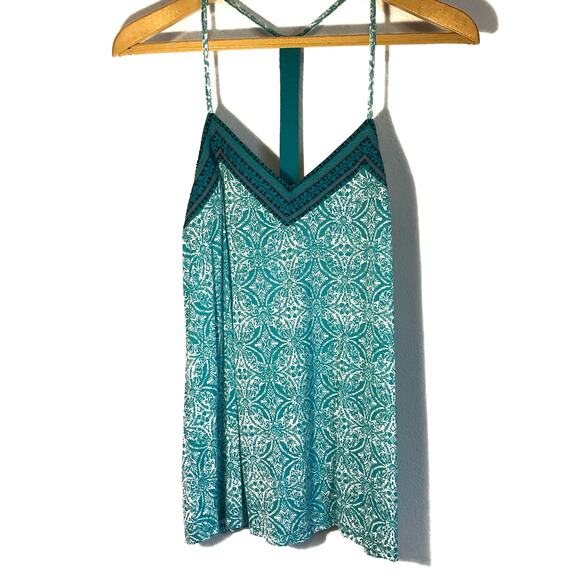 Maurices aqua, racer back tank top embroidery beading bohemian Size S - Picture 2 of 4